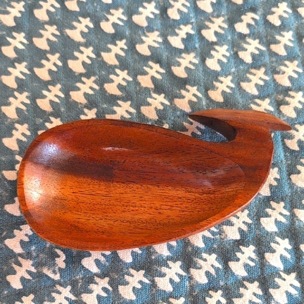 Vintage Wooden Whale Shaped Dish
